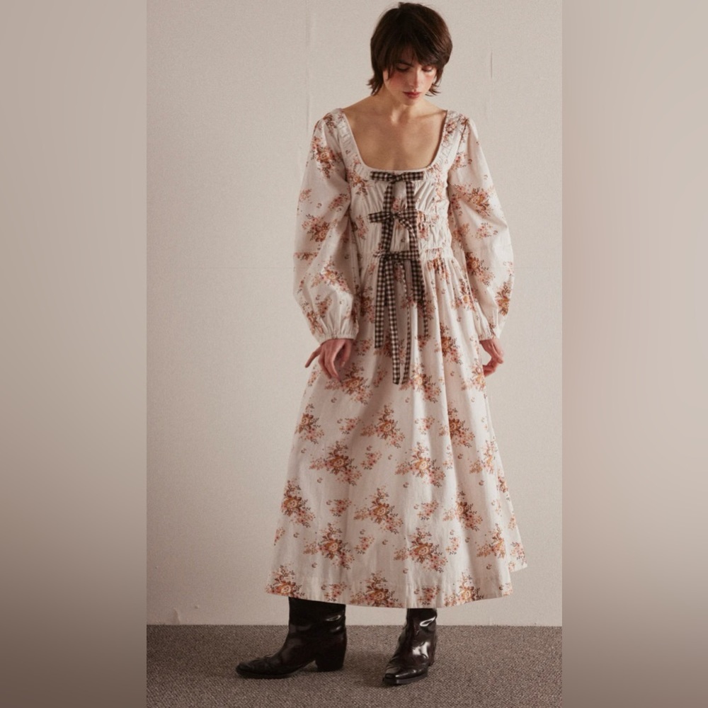 NWT DAMSON MADDER DAKOTA BOW MIDI DRESS - DITSY FLORAL